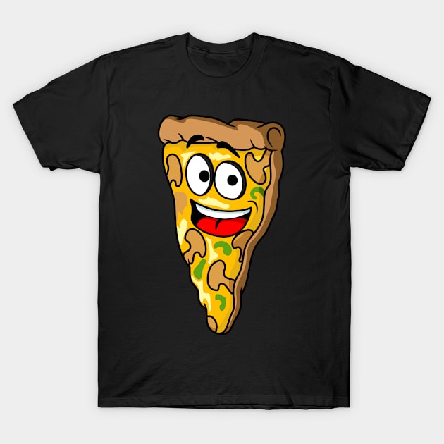 Cartoon Mushroom Cheese Pizza T-Shirt by InkyArt